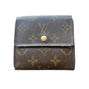 Louis Vuitton Brown Monogram Canvas Vintage Wallet Womens Flap Closure Snap